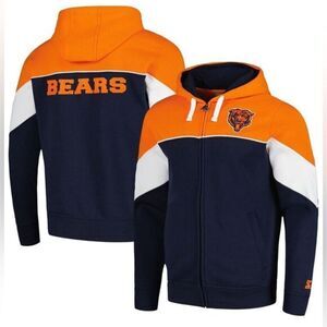 NWT Starter Unisex NFL Chicago Bears Blue Orange Hoodie Embroidered Logo - 3XL